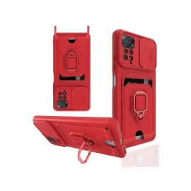 Newface Xiaomi Redmi Note 12 Pro 4G Kılıf Zuma Kartvizitli Yüzüklü Silikon - Kırmızı