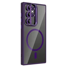 Joko Samsung Galaxy S23 Ultra Remim Lensli Magsafe Standlı Kapak - Derin Mor