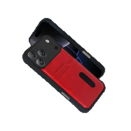 Newface Apple Iphone 17 Pro Max Sara Kartvizitli Deri Kılıf - Kırmızı