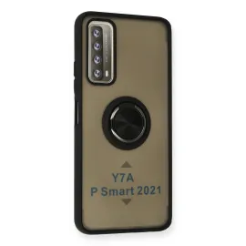 Newface Huawei P Smart 2021 Kılıf Montreal Yüzüklü Silikon Kapak - Siyah