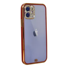 Newface Iphone 12 Kılıf Liva Taşlı Silikon - Kırmızı