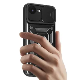 Newface Iphone 16E Kılıf Pars Lens Yüzüklü Silikon - Siyah