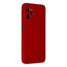 Newface Realme C35 Kılıf Nano Içi Kadife Silikon - Kırmızı