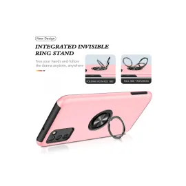 Newface Samsung Galaxy A02S Kılıf Elit Yüzüklü Kapak - Pembe