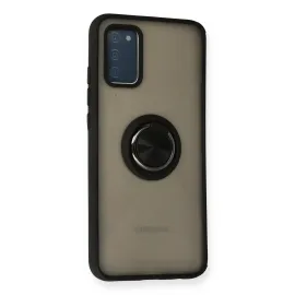 Newface Samsung Galaxy A02S Kılıf Montreal Yüzüklü Silikon Kapak - Siyah