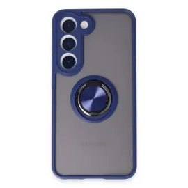 Newface Samsung Galaxy S23 Kılıf Montreal Yüzüklü Silikon Kapak - Lacivert