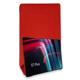 Newface Samsung Galaxy T970 Tab S7 Plus 12.4 Kılıf Tablet Smart Kılıf - Kırmızı