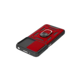 Newface Xiaomi Redmi 10 2022 Kılıf Pars Lens Yüzüklü Silikon - Kırmızı