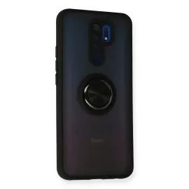 Newface Xiaomi Redmi 9 Kılıf Montreal Yüzüklü Silikon Kapak - Siyah