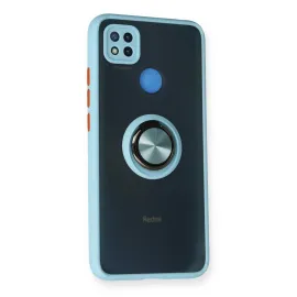 Newface Xiaomi Redmi 9C Kılıf Montreal Yüzüklü Silikon Kapak - Buz Mavi