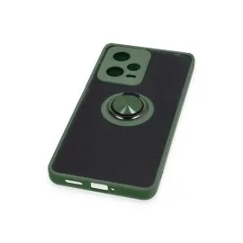 Newface Xiaomi Redmi Note 12 5G Kılıf Montreal Yüzüklü Silikon Kapak - Yeşil