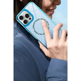 Newface Apple Iphone 15 Pro Max Live Diamond Magsafe Kapak - Yeşil