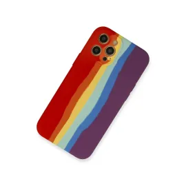 Newface Iphone 12 Pro Kılıf Ebruli Lansman Silikon - Kırmızı-Mor