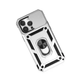 Newface Iphone 14 Pro Kılıf Pars Lens Yüzüklü Silikon - Gümüş