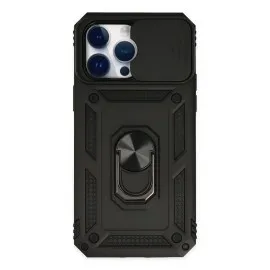 Newface Iphone 14 Pro Max Kılıf Pars Lens Yüzüklü Silikon - Siyah