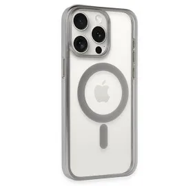 Newface Iphone 15 Pro Max Kılıf Erozi Magsafe Kapak - Gümüş