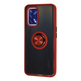 Newface Oppo A74 4G Kılıf Montreal Yüzüklü Silikon Kapak - Kırmızı