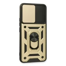 Newface Realme 8 Kılıf Pars Lens Yüzüklü Silikon - Gold