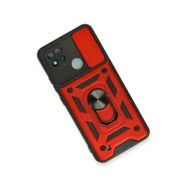 Newface Realme C11 2021 Kılıf Pars Lens Yüzüklü Silikon - Kırmızı