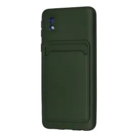 Newface Samsung Galaxy A01 Core Kılıf Kelvin Kartvizitli Silikon - Koyu Yeşil