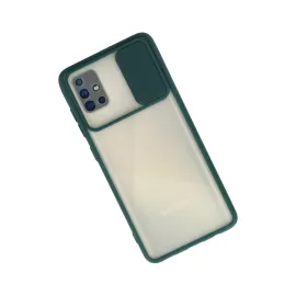 Newface Samsung Galaxy A71 Kılıf Palm Buzlu Kamera Sürgülü Silikon - Yeşil