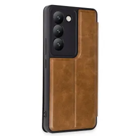 Newface Vivo V30 Lite 4G Kılıf Flip Cover - Taba