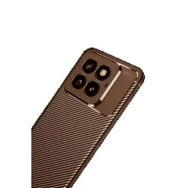 Newface Xiaomi Mi 14T Pro Kılıf Auto Focus Karbon Kapak - Kahverengi