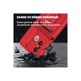 Newface Xiaomi Redmi 12C Kılıf Zuma Kartvizitli Yüzüklü Silikon - Kırmızı