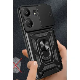 Newface Xiaomi Redmi 13C Kılıf Pars Lens Yüzüklü Silikon - Lacivert