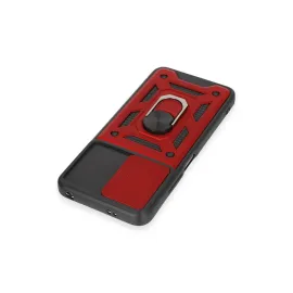 Newface Xiaomi Redmi Note 12 5G Kılıf Pars Lens Yüzüklü Silikon - Kırmızı