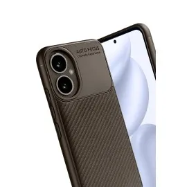 Newface Honor 400 Kılıf Auto Focus Karbon Kapak - Kahverengi