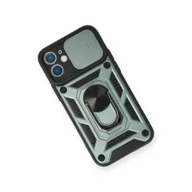 Newface Iphone 12 Mini Kılıf Pars Lens Yüzüklü Silikon - Yeşil