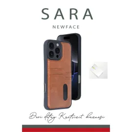 Newface Iphone 16 Pro Kılıf Sara Kartvizitli Deri Kılıf - Kırmızı