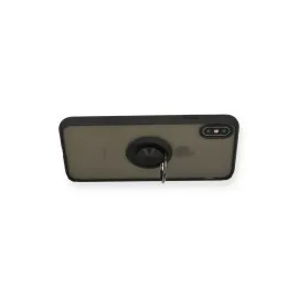 Newface Iphone Xs Max Kılıf Montreal Yüzüklü Silikon Kapak - Siyah