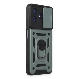 Newface Realme C53 Kılıf Pars Lens Yüzüklü Silikon - Yeşil