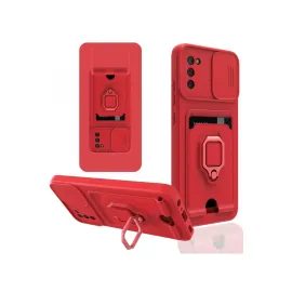 Newface Samsung Galaxy A03S Kılıf Zuma Kartvizitli Yüzüklü Silikon - Kırmızı