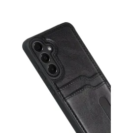 Newface Samsung Galaxy A17 5G Sara Kartvizitli Deri Kılıf - Siyah