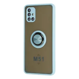 Newface Samsung Galaxy M51 Kılıf Montreal Yüzüklü Silikon Kapak - Buz Mavi