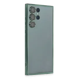 Newface Samsung Galaxy S22 Ultra Kılıf Razer Lensli Silikon - Yeşil