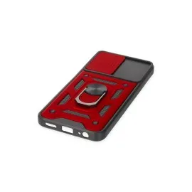 Newface Vivo Y16 Kılıf Pars Lens Yüzüklü Silikon - Kırmızı