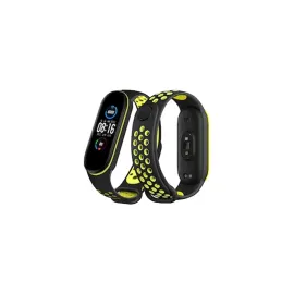 Newface Xiaomi Mi Band 7 Spor Delikli Kordon - Siyah-Yeşil