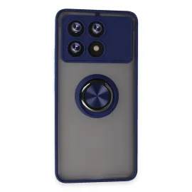 Newface Xiaomi Poco X6 Pro Kılıf Montreal Yüzüklü Silikon Kapak - Lacivert