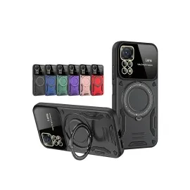 Newface Xiaomi Redmi Note 12 Pro 4G Kılıf Joy Lens Standlı Kapak - Koyu Yeşil