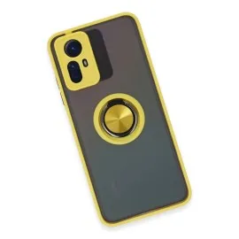 Newface Xiaomi Redmi Note 12S Kılıf Montreal Yüzüklü Silikon Kapak - Sarı