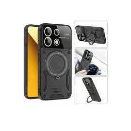 Newface Xiaomi Redmi Note 13 4G Kılıf Joy Lens Standlı Kapak - Siyah