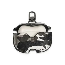 Newface Airpods 3 (3.nesil) Çanta Kamuflaj Deri Kılıf - Gri