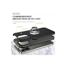 Newface Iphone 13 Pro Max Kılıf Elit Yüzüklü Kapak - Siyah
