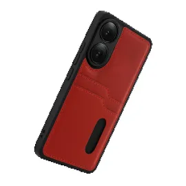 Newface Oppo A38 Sara Kartvizitli Deri Kılıf - Kırmızı