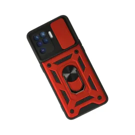 Newface Oppo Reno 5 Lite Kılıf Pars Lens Yüzüklü Silikon - Kırmızı