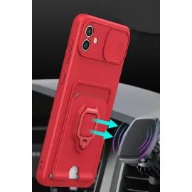 Newface Samsung Galaxy A05 Kılıf Zuma Kartvizitli Yüzüklü Silikon - Kırmızı